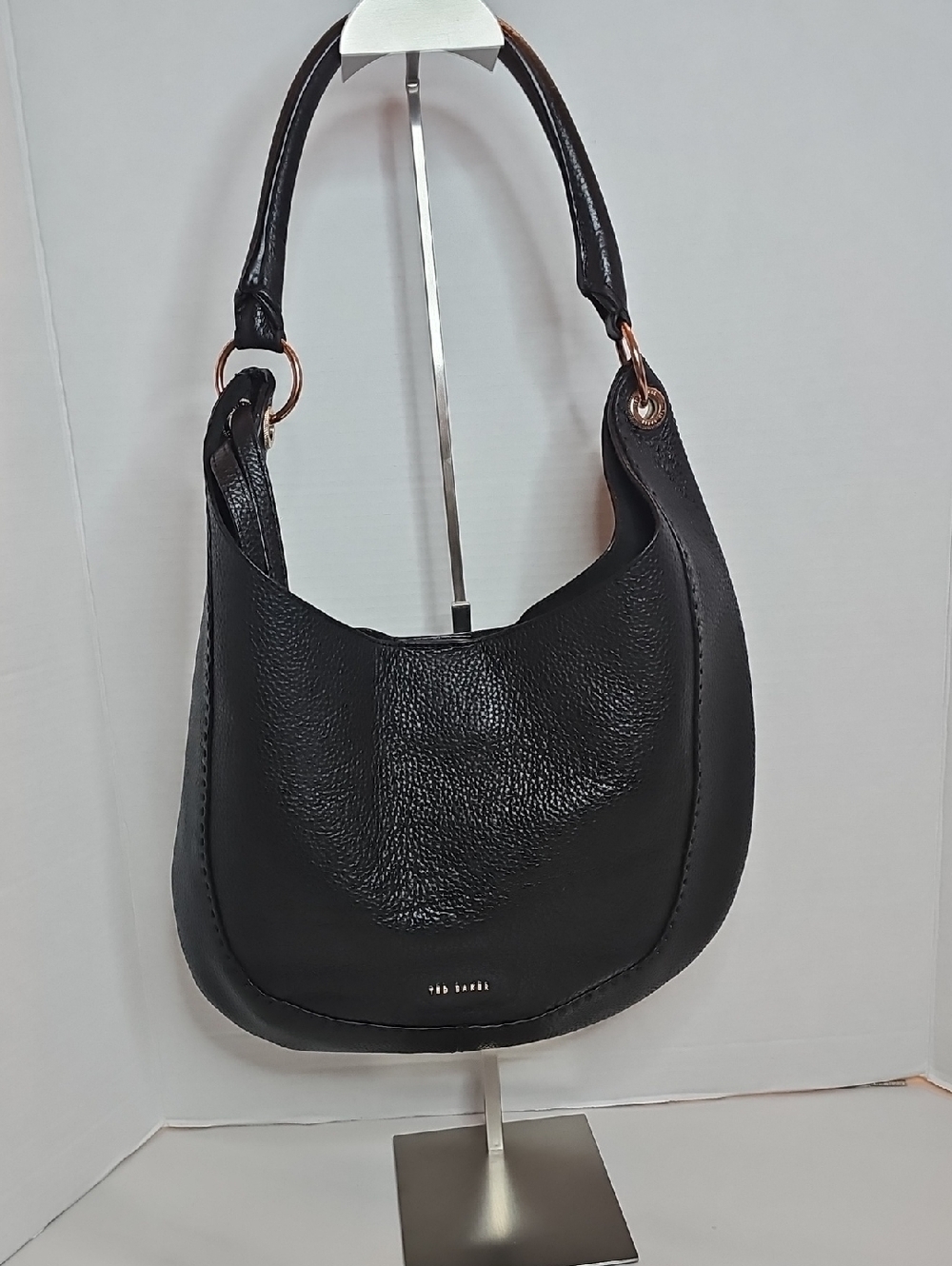 Ted Baker Black Pebbled Leather Shoulder Hobo